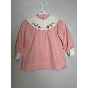 Vintage‎ Ruth Carolina Girls Dress Embroidered Pink Long sleeve Dress